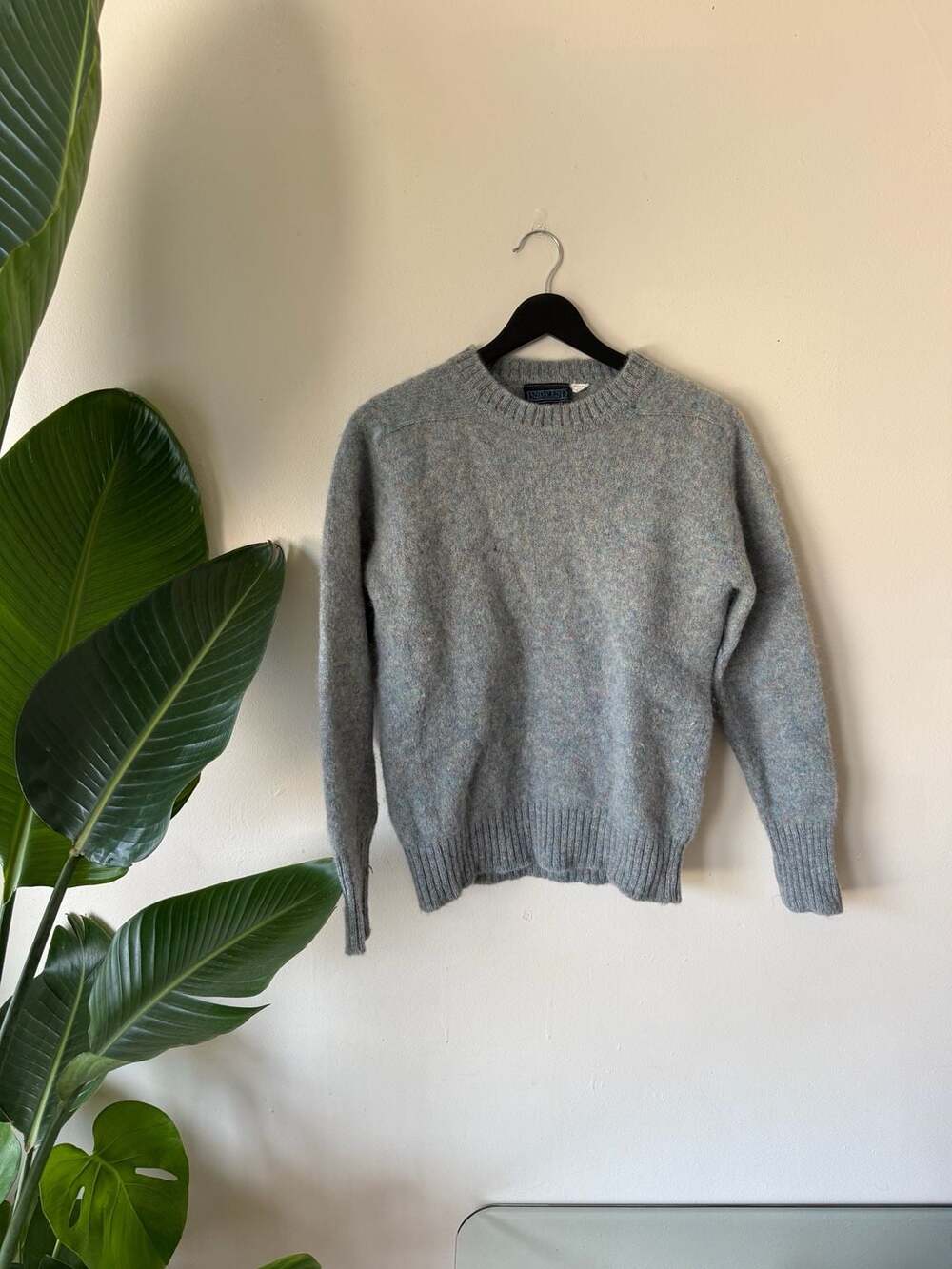 Vintage Lands' End Shetland Wool Crewneck Sweater Gray Marl Size L